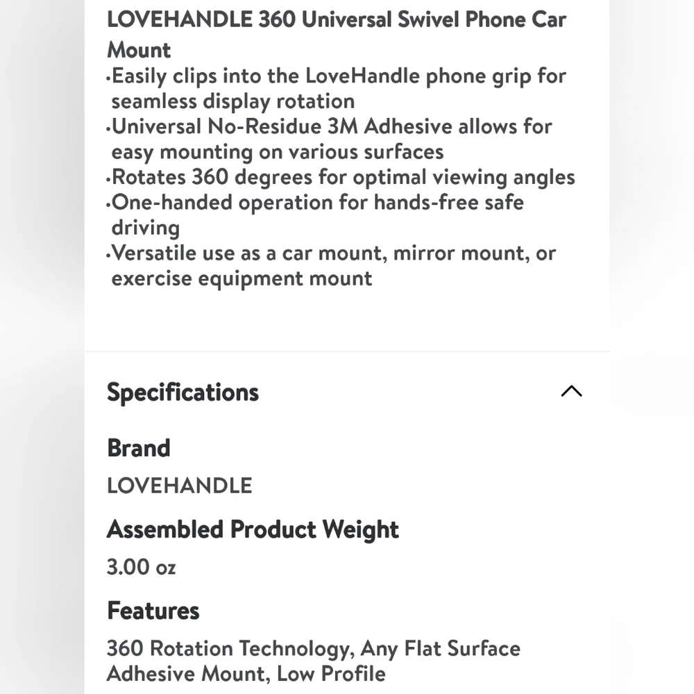 LoveHandle Black Swivel 360 Phone Mount -2 Available Priced For One-
